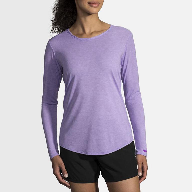 Brooks Distance Israel - Women's Long Sleeve Running Shirt - Purple (06238-UBAX)